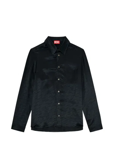 Diesel Shirt With Jacquard Logo In Black