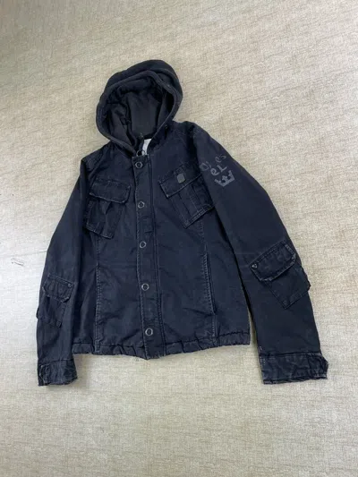 Pre-owned Diesel Japan Multipocket Punk Bondage Hoodie Jacket In Black