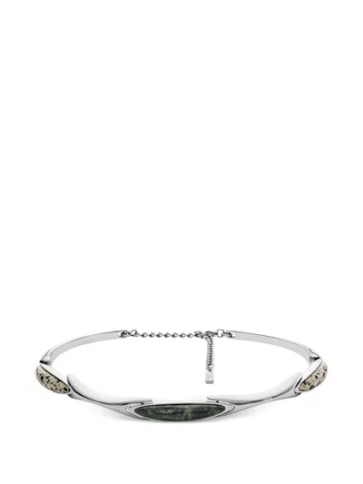 Diesel Jasper Stainless Steel Choker Necklace In Silver