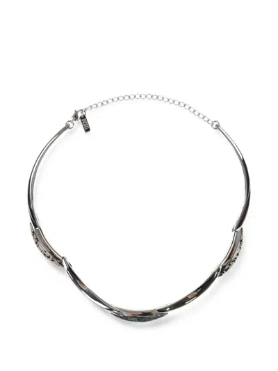 Diesel Jasper Stone Choker Necklace In Silver