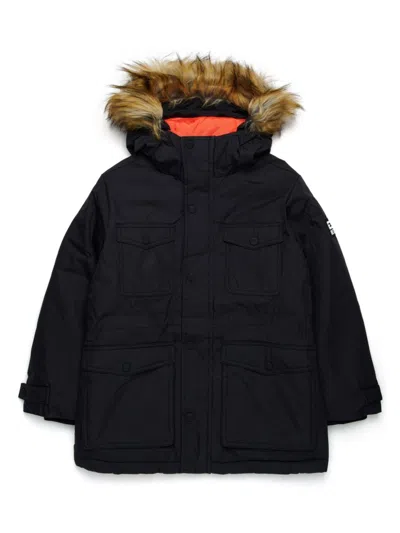 Diesel Kids' Piumino Lungo Con Tasche Frontali In Black