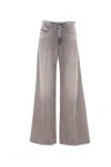 Diesel Wide-leg High-waist Denim Jeans With Five Pockets In Gray