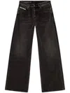 Diesel Wide-leg Black Jeans With Classic Five-pocket Styling
