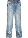 Diesel Bootcut Jeans D-ginna Blue Washed Effect In Blue