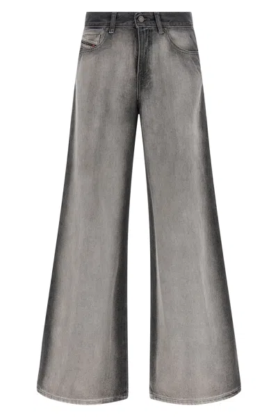 Diesel Grey Relaxed Mid Rise Jeans In Black