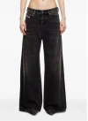 Diesel Wide-leg Black Jeans With Classic Five-pocket Styling