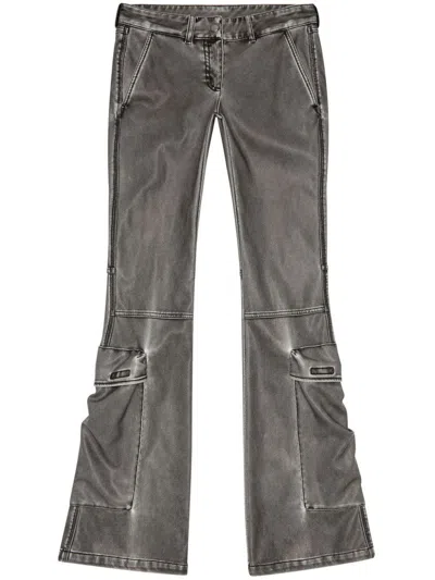 Diesel Pantaloni Bootcut In Tessuto Tecnico Lavato In Black