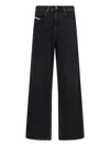 Diesel D-macro Black Wide Leg Jeans In Black