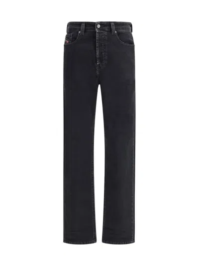 Diesel Black Cotton Relaxed Fit Jeans In Multi