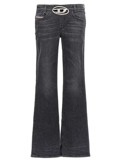 Diesel Cotton Jeans With Metal Oval-d Logo In Black