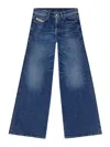 Diesel 'd-sire 1996' Blue Jeans With Wide Leg And Logo Patch On The Rear In Blue