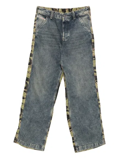 Diesel Straight Leg Trousers Camouflage Pattern In Blue