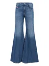 Diesel High-waisted Flared Jeans With Vintage-inspired Finish In Blue