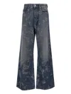 Diesel Wide-leg Trousers Distressed Texture In Blue