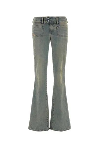 Diesel Stretch Denim Jeans Flared Five Pocket Design In Blue