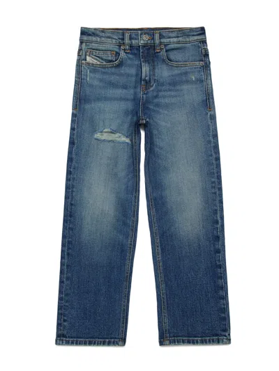 Diesel Kids' 2001 D-macro Mid-rise Straight-leg Jeans In Blue