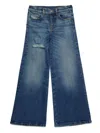 Diesel Mid Blue Flare Jeans With Distressing In Blue