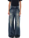 Diesel Washed Effect Wide Leg Jeans In Blue Wash