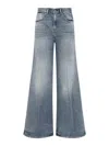 Diesel High-waisted Wide-leg Jeans With Vintage Wash In Blue