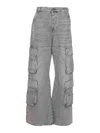 Diesel D-sire-cargo-d Grey Cargo Jeans With Low-rise Waist In Grey