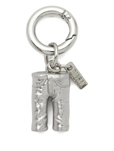 Diesel Jeans Charm Keyring In Metallic