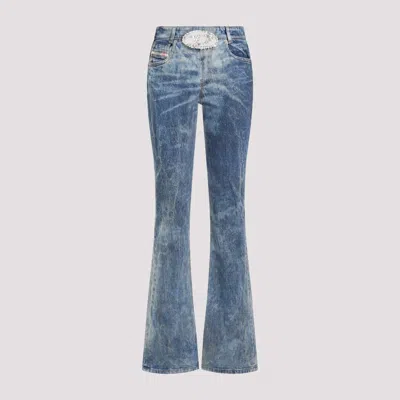 Diesel Crystal-embellished Bootcut Jeans With Jewel Buckle In Denim