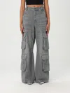 Diesel D-sire-cargo-d Grey Cargo Jeans With Low-rise Waist In Gray