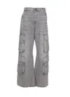 Diesel D-sire-cargo-d Grey Cargo Jeans With Low-rise Waist In Gray