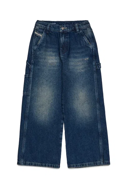 DIESEL DARK BLUE RELAXED JEANS WITH DIRTY EFFECT