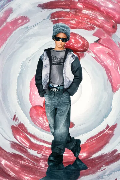 Diesel Kids' Jeans Relaxed Nero Effetto Vissuto In Multi