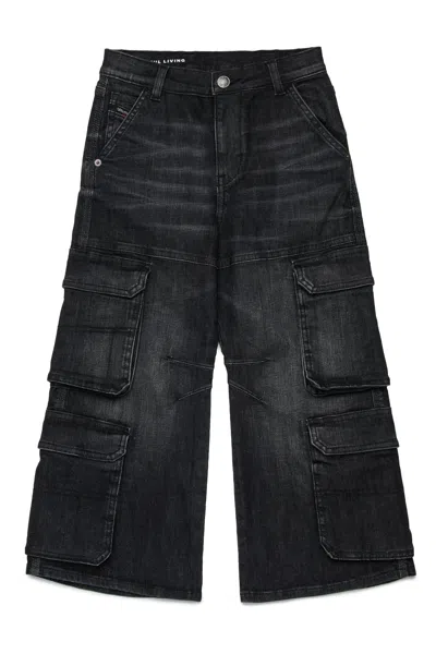 Diesel Kids' Jeans Relaxed Nero Effetto Vissuto In Black