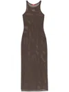 Diesel Jennifer-utlt Maxi Mesh Racerback Dress In Brown