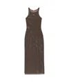 Diesel Jennifer-utlt Maxi Mesh Racerback Dress In Brown