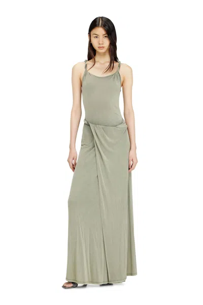 Diesel Jersey Maxi Dress With Twisted Details In Gray