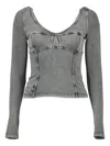 Diesel Long-sleeve Top With Denim Effect