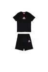 Diesel Logo T-shirt And Bermuda Shorts Set In Black