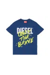 Diesel T-shirt In Jersey Con Logo  Only The Brave In Blue