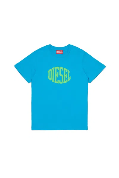 Diesel Jersey T-shirt With Logo In Azure