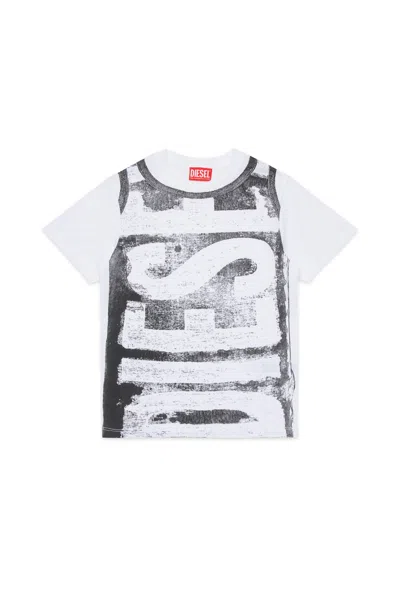 Diesel T-shirt In Jersey Con Maxi Logo  In White