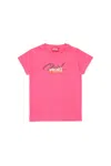 Diesel Distressed-logo-print Cotton T-shirt In Pink