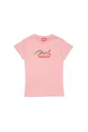 Diesel Distressed-logo-print Cotton T-shirt In Pink