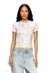 Diesel Cat-print T-shirt With Short Sleeves Throughout In White