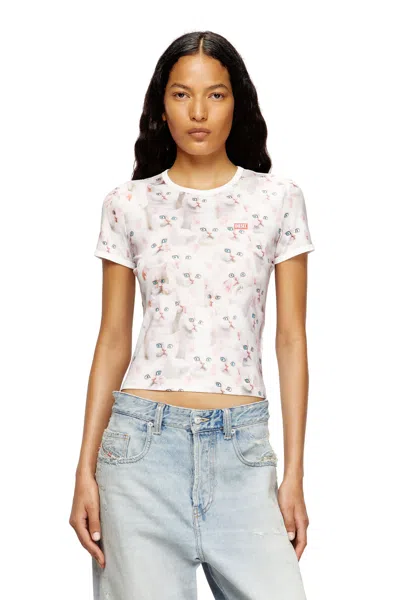 DIESEL JERSEY TOP WITH ALL-OVER PRINT