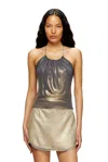 Diesel Jersey Top With Draped Neckline In Gray