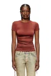 Diesel T-rey Drawstring-gathered T-shirt In Brown