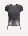 Diesel Women Jersey Top With Side Drawstrings In Gray