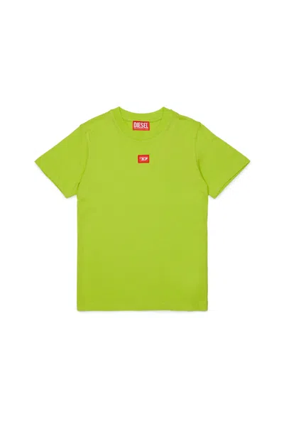 Diesel Kids' Jersey T-shirt With Red D Patch In Green