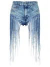 Diesel Blue Five-pocket Shorts With Fringes On The Edges In Blue