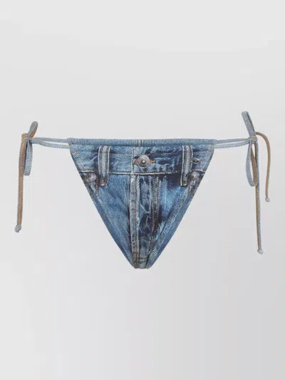 Diesel Jodie Bikini Bottom Denim Look Buttons Pockets In Blue