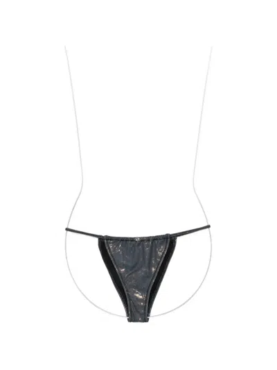 Diesel Jodie-ultl Metallic-effect Bikini Bottoms In Black